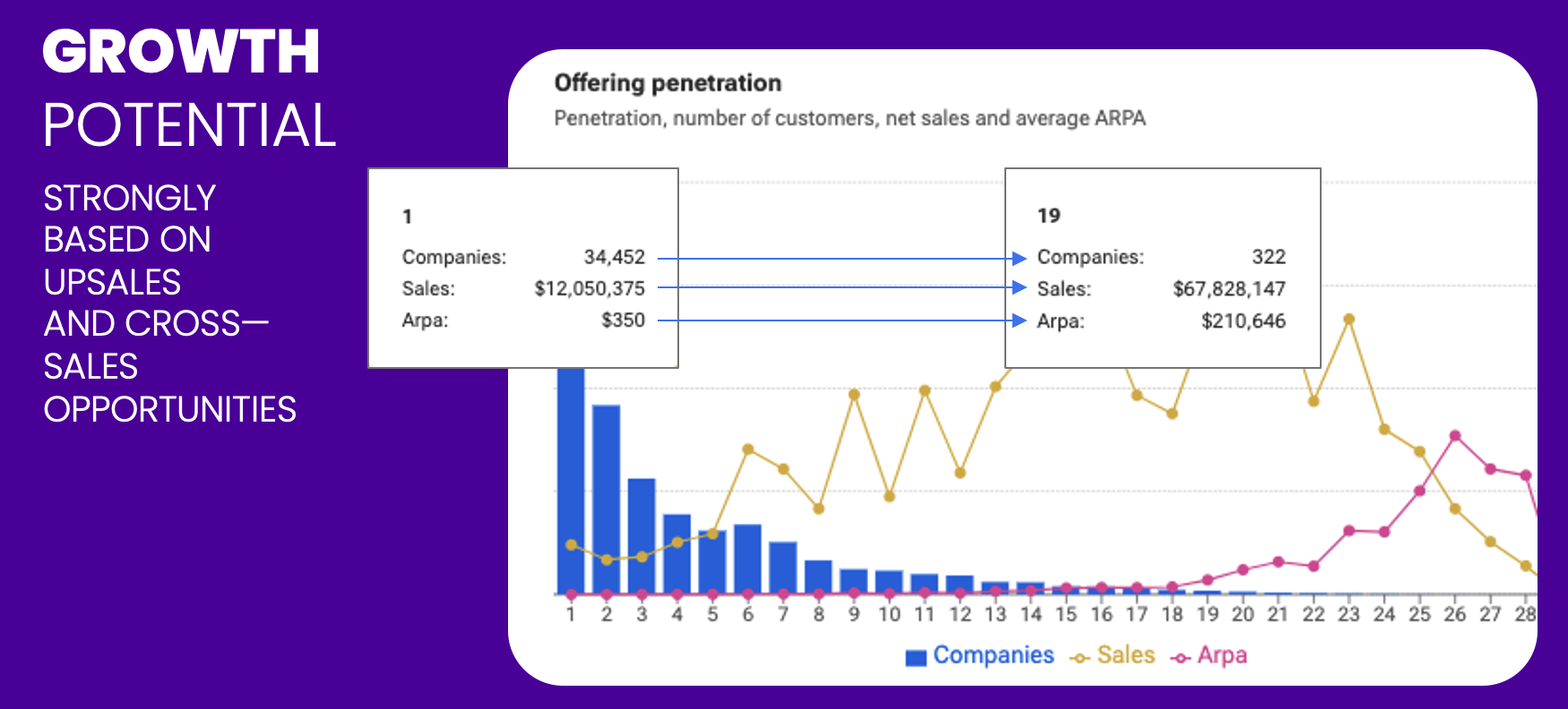 Offering penetration with number of customers, ARPA and total sales revenue